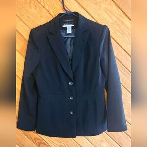 Nine & Company Basics Black Stretch 8 Petite Women's Button Front Blazer